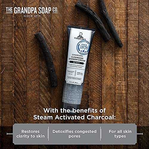 שטיפת גוף לגברים פחם על ידי חברת סבון סבא | ג ' ל רחצה נקי וטבעוני | שמן קנבוס אורגני + שמני מנטה | פורמולה